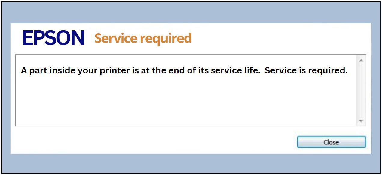 A part inside your printer is at the end of its service life. Service is required.